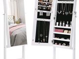 armoire à bijoux avec miroir, dotée d'un espace de rangement pour les bijoux et d'un miroir
