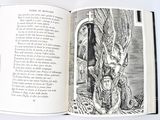 an open book with a picture of a dragon and a man