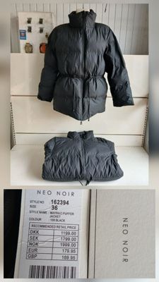 two pictures of a black jacket and a black jacket on a white table