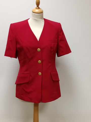 Ted LAPIDUS - Veste manches courtes rouge, boutons dorés. T 40