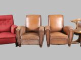 three chairs that are sitting next to each other