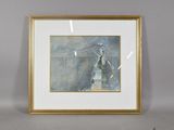 an image of a painting of a statue in a gold frame