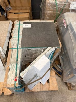 a pile of boxes and boxes on a pallet in a warehouse
