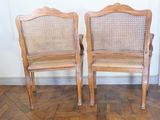 pair of antique french cane back chairs with cane backs