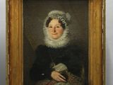 a painting of a woman in a bonnet holding a cat