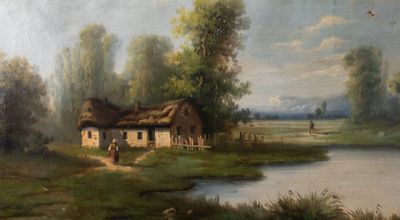 une peinture sur le mur d'une maison au bord de l'eau