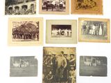 several old black and white photographs of people and horses