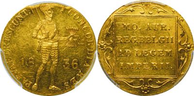 une pièce d'or sur laquelle figure l'image d'un homme