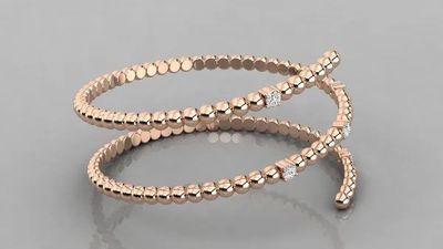 rose gold plated sterling silver beaded stretch bracelet