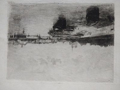 dessin représentant un bateau dans l'eau, en noir et blanc