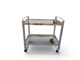 an image of a metal and glass serving cart