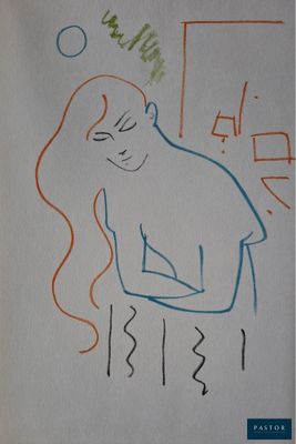 dessin représentant une femme aux cheveux longs assise devant une fenêtre