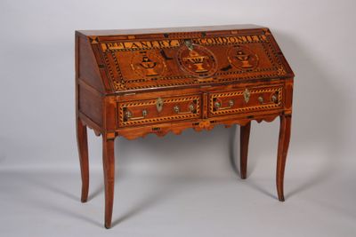 a small wooden desk with a drawer on it