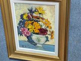 a picture of a painting of flowers in a vase