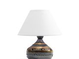 une photo d'une lampe de table avec un abat-jour blanc
