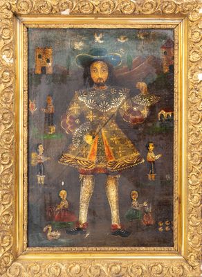 une image représentant un tableau d'un homme vêtu d'une robe dorée