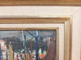 a picture of a painting of boats in the water