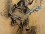 an image of a painting of a woman sitting on a chair