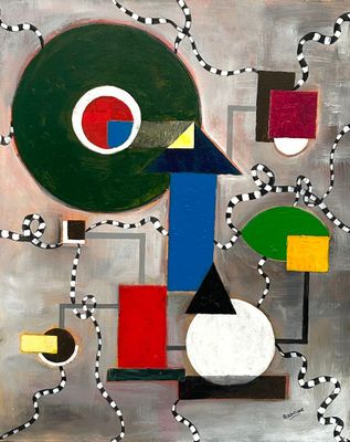 RODRIGUE, Couleurs et formes, Huile sur toile signée en bas …