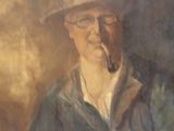 painting of a man with a pipe in his mouth and a hat on