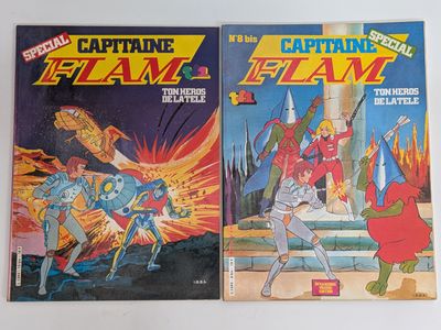 deux bandes dessinées anciennes mettant en scène Captain Flame et Flash
