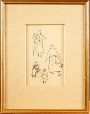 dessin représentant un homme et une femme avec un chien et un chat
