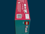 a box of toothpaste sitting on a blue surface