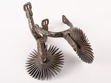 pair of antique silver plated metal horse shoe holders