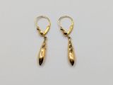 a pair of gold earrings on a white background