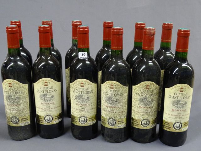 CHATEAU SAINT FLORAN : 12 bouteilles BORDEAUX, année 2002(bouteil...