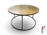 an image of a round coffee table with a metal base