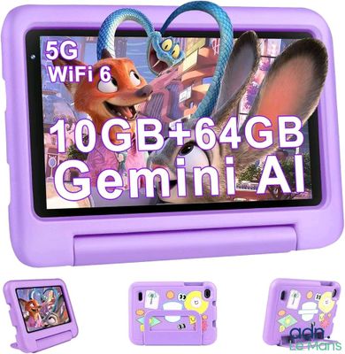 an image of a kid ' s tablet with a purple case