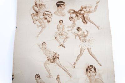 un dessin représentant un groupe de danseurs sur une feuille de papier