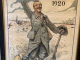 painting of a man in uniform holding a shovel in his right hand