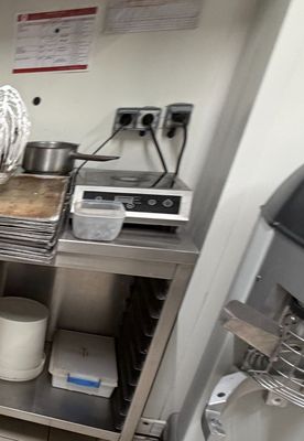 a kitchen with a stove and a grill in it
