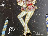a picture of a drawing of a clown on a blackboard