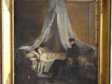 tableau représentant un homme et une femme dans une chambre à coucher avec un lit
