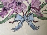 a drawing of a bouquet of flowers with a bow on it