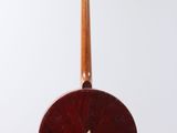 a close up of a guitar on a white background