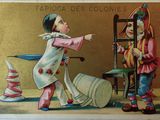 une vieille carte postale sur laquelle figurent un clown et un autre clown