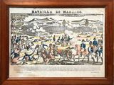 an old picture of a painting of a battle with men on horseback