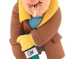 cartoon figure of a man in a coat and hat holding a bottle of alcohol