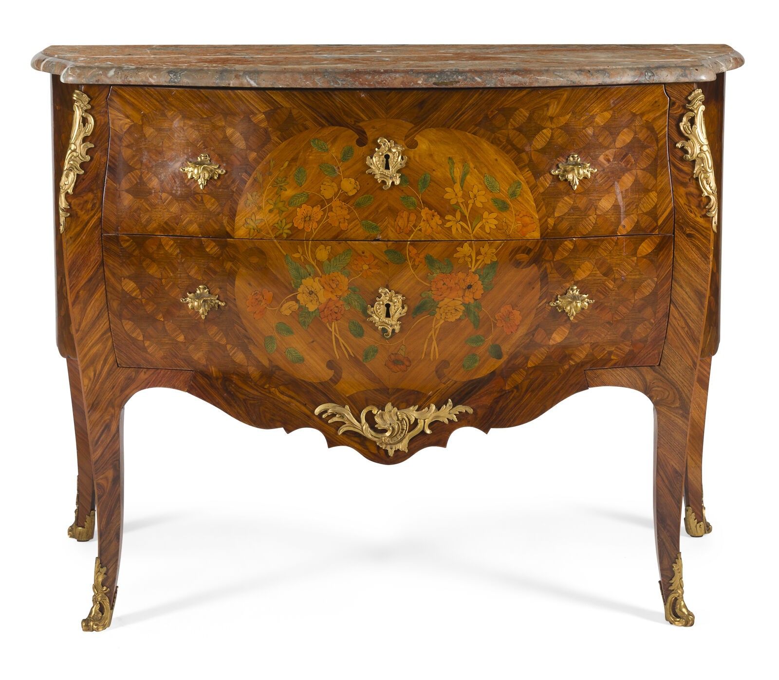 COMMODE EN MARQUETERIE DE FLEURS