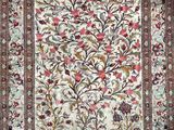 a rug with a floral design on it