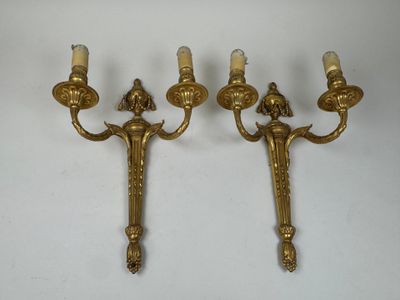 pair of antique brass wall sconces