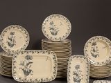 a lot of plates that are sitting on a table