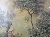 un tableau représentant un homme et une femme avec un parapluie