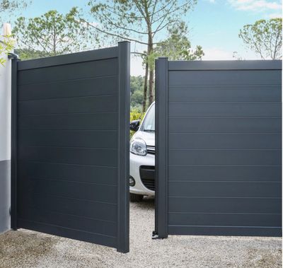 Kit vantail aluminium sans serrure gris zinc Klos up! l.320,…