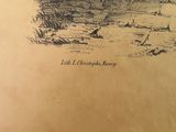 a picture of a book with a drawing of a boat on the water