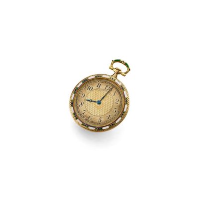 CARTIER CIRCA 1900 Montre de col extra-plate en or jaune 18K…
